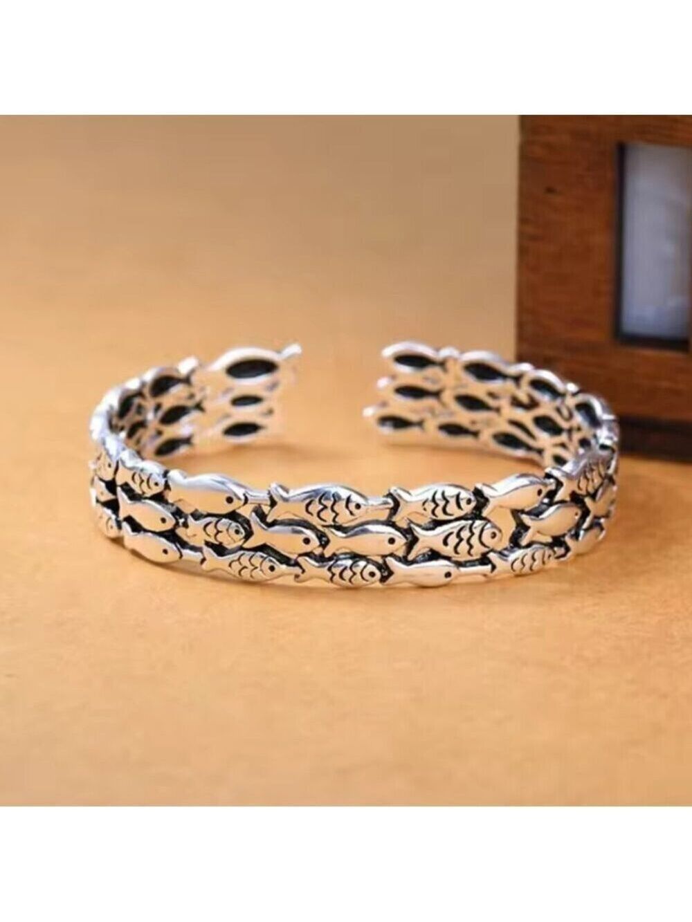 925 Silver Fish Cuff Bracelet #1551 - Picture 3 of 7